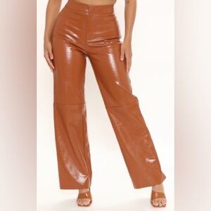 Fashion Nova Croc Print Faux Leather Pants
